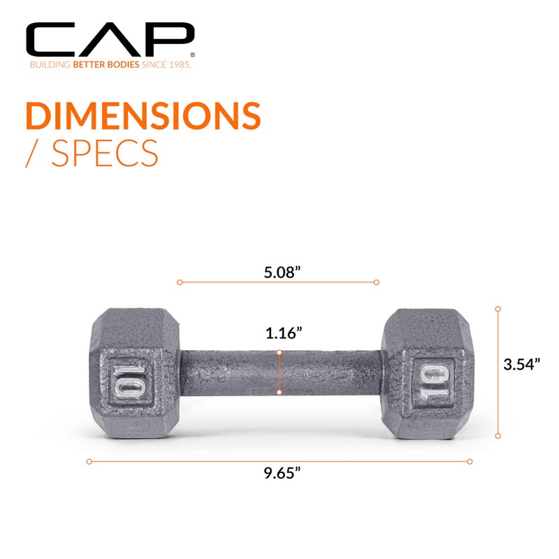 CAP Barbell Cast Iron Hex Dumbbell, Pair, 10 lb - Image 4