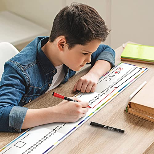 SCRIBBLEDO 0-100 Dry Erase Number Line Board for Students Double Sided 4 Feet with a Red & Black Dry Erase Marker Featuring 0-100 Number Line on One Side and Blank Line on The Reverse - Image 2