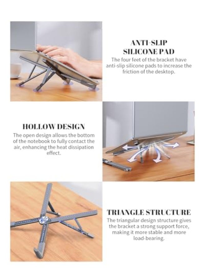 Portable Laptop Stand for Desk, Adjustable Laptop Holder Riser Computer Tablet Stand,Small PC Stand with Automatic Support Springs, Fits All MacBook, Laptops - Image 3