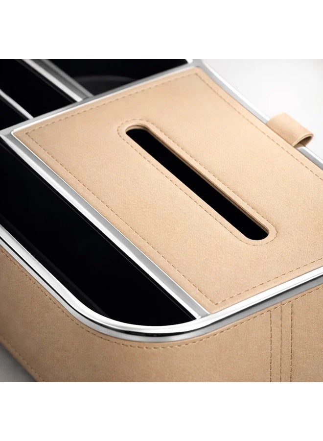 Manful Car Armrest Box Storage Booster Pad – Multifunctional Console Organizer with Cup Holder, Tissue Box & Phone Slot | Height Increase | Extra Storage | Universal Fit - Image 2