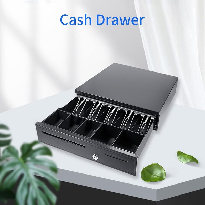 ShenShan POS Cash Register Drawers Cashier Cashbox with 5 Bill 5 Coin Money Register RJ11 Interface with Money Tray and Lock Movable Coin Tray Smart POS System - Image 3