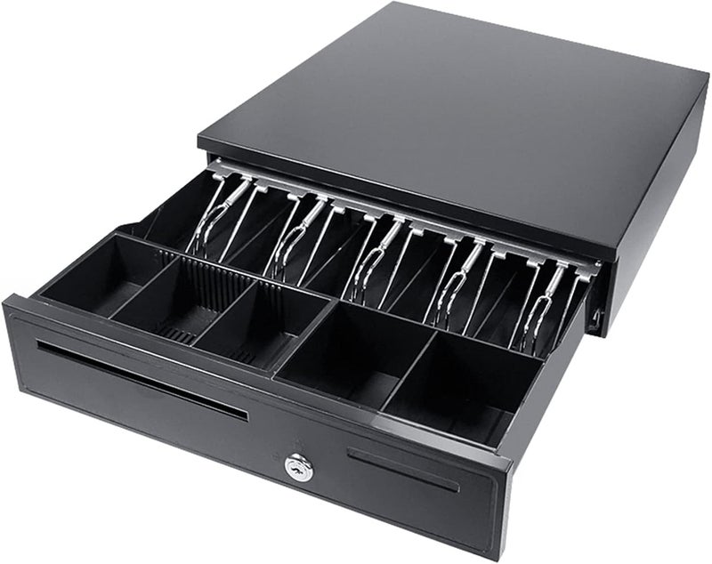 ShenShan POS Cash Register Drawers Cashier Cashbox with 5 Bill 5 Coin Money Register RJ11 Interface with Money Tray and Lock Movable Coin Tray Smart POS System - Image 1