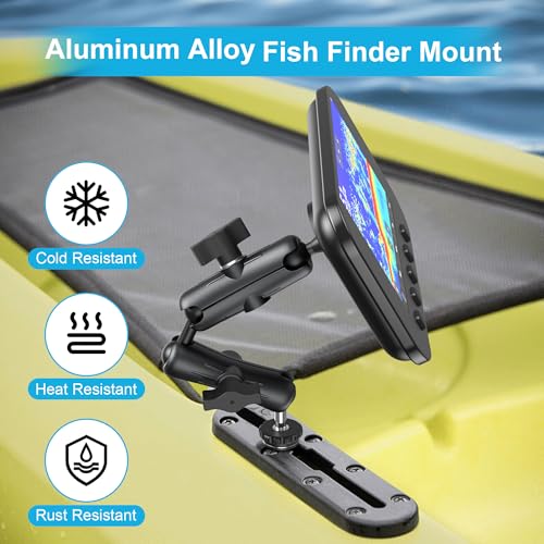 Keuvirya Kewirya Fish Finder & Ball Mount with Aluminum Long Arm Extension, AMPS Round Plate for GPS/Boats/Vehicle, T-Bolt Attachment for Track Systems & Backup Cameras, B Compatible with RAM - Image 5