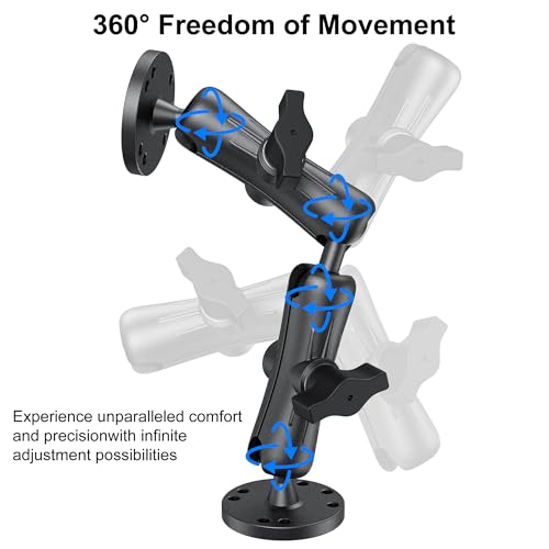 Keuvirya Kewirya Fish Finder & Ball Mount with Aluminum Long Arm Extension, AMPS Round Plate for GPS/Boats/Vehicle, T-Bolt Attachment for Track Systems & Backup Cameras, B Compatible with RAM - Image 4