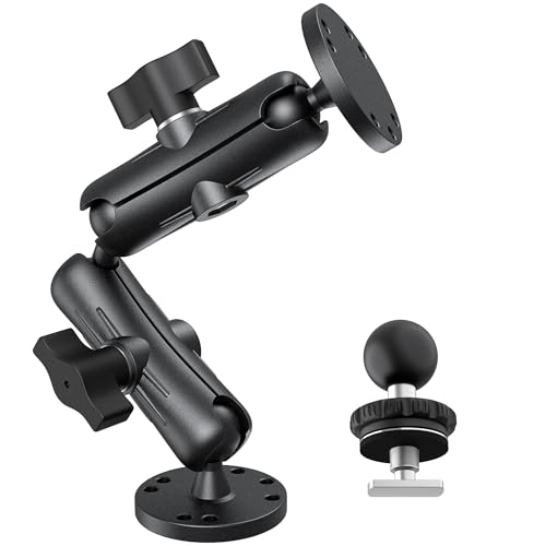 Keuvirya Kewirya Fish Finder & Ball Mount with Aluminum Long Arm Extension, AMPS Round Plate for GPS/Boats/Vehicle, T-Bolt Attachment for Track Systems & Backup Cameras, B Compatible with RAM - Image 1