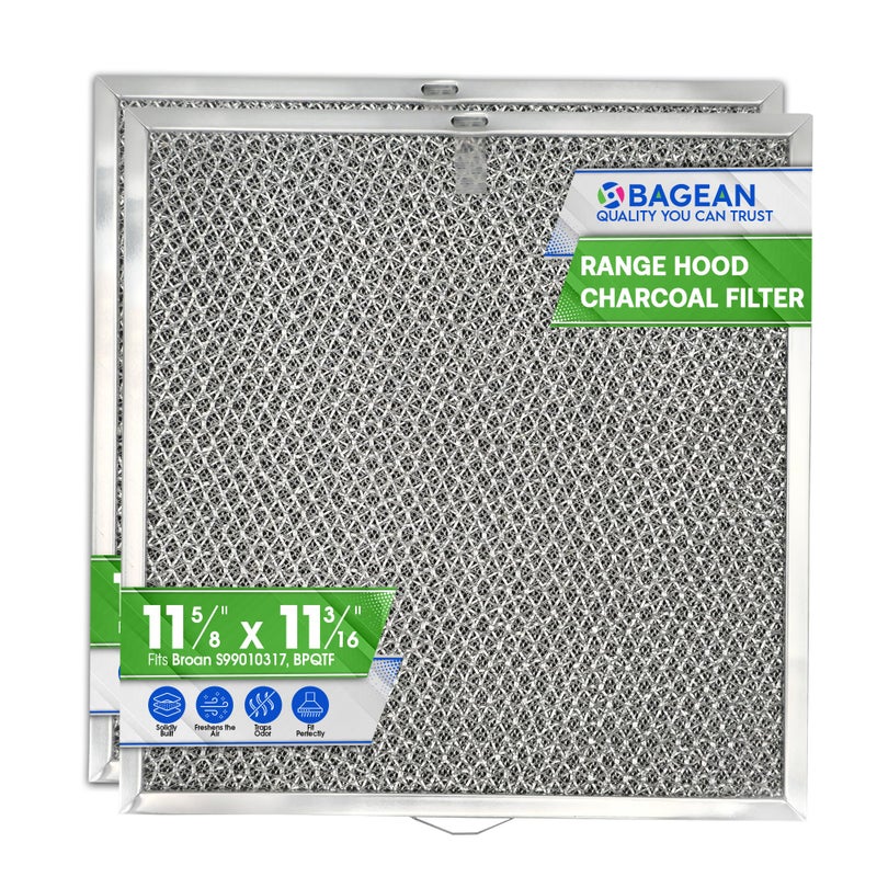 Bagean Stove Hood Vent Filter 116 x 112 BPQTF S99010317 Compatible with Broan Range Hood Filter Replacement for Ductless Overhead Metal Mesh Filters Grease and Carbon Freshens Kitchen Oven Air 2Pk - Image 2