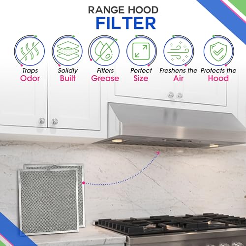 Bagean Stove Hood Vent Filter 116 x 112 BPQTF S99010317 Compatible with Broan Range Hood Filter Replacement for Ductless Overhead Metal Mesh Filters Grease and Carbon Freshens Kitchen Oven Air 2Pk - Image 3