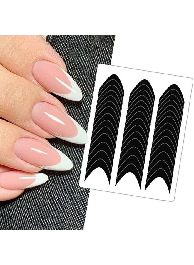 winthrop 36 Sheets 1512 Pcs French Tip Nail Guides, Self-Adhesive French Smile Manicure Strip Stickers for Edge Auxiliary Black DIY Decoration Stencil Tools(Moon Shape Design) - Image 1