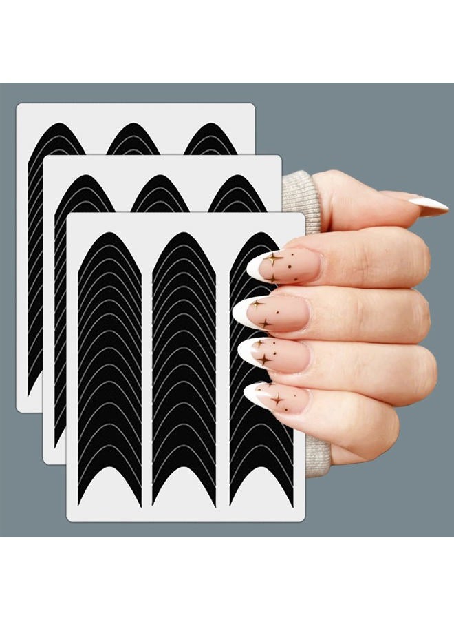 winthrop 36 Sheets 1512 Pcs French Tip Nail Guides, Self-Adhesive French Smile Manicure Strip Stickers for Edge Auxiliary Black DIY Decoration Stencil Tools(Moon Shape Design) - Image 3