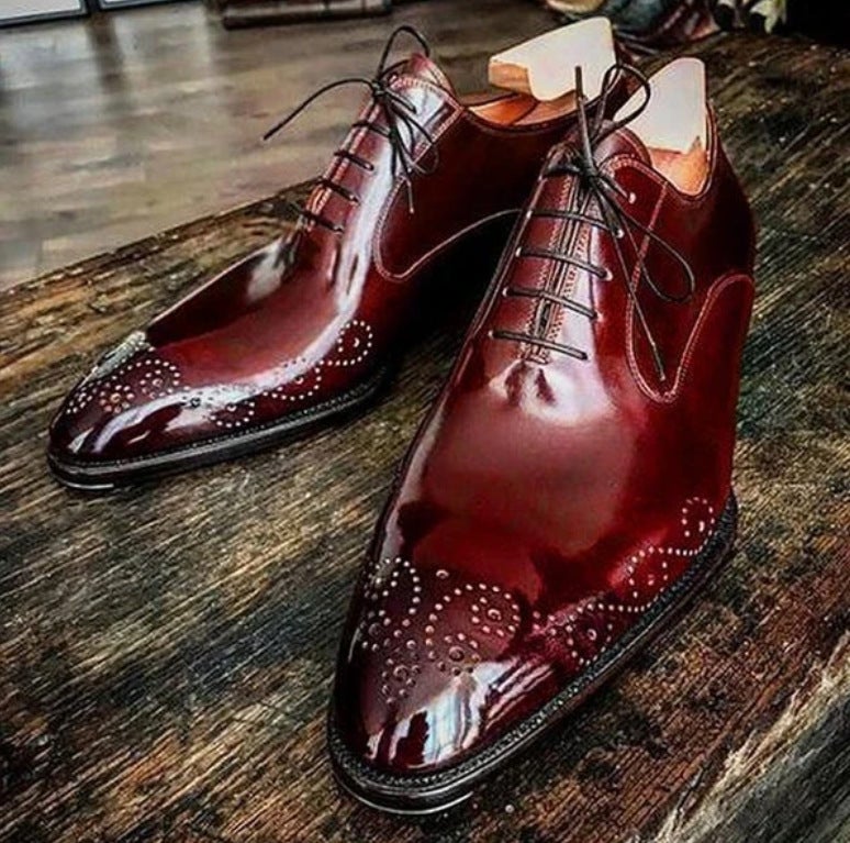 F102385ebay model 2020 spring low-heeled 38-48 lace-up business men's single shoes AliExpress Red wine 46 - Image 5