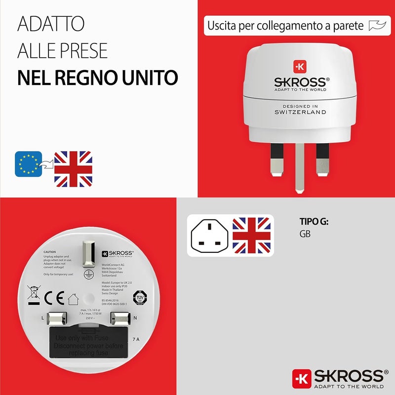 SKROSS 1500230-E World Adapter Europe to UK Single World Adapter Europe to UK Single - Image 4