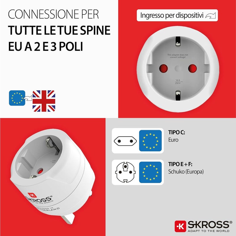 SKROSS 1500230-E World Adapter Europe to UK Single World Adapter Europe to UK Single - Image 3