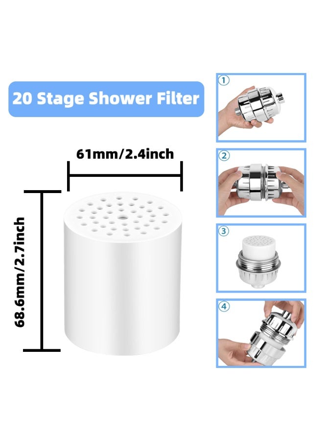MaWadda 4 Pack 20-Stage Universal Shower Filter Replacement Cartridges - Advanced Hard Water Purifier - Effectively Removes Chlorine, Heavy Metals, Sediments - Water Softener for Healthy Skin & Hair - Image 2