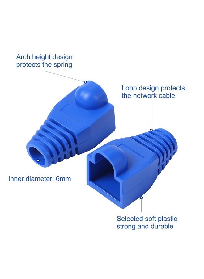 Taimi RJ45 Cable Connector Boots Soft Plastic Ethernet Strain Relief Boots CAT5 CAT5E CAT6 CAT6E 100PCS Blue  - Image 2