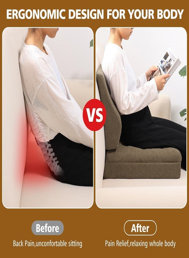 TANYOO Recliner Cushion for Elderly with Lumbar Support Pillow - 20x20x5 Inch Extra Thick Recliner Seat Cushion for Seniors Relief Back Pain and Tailbone Pain from Long Sitting Non-Slip Bottom Brown - Image 4