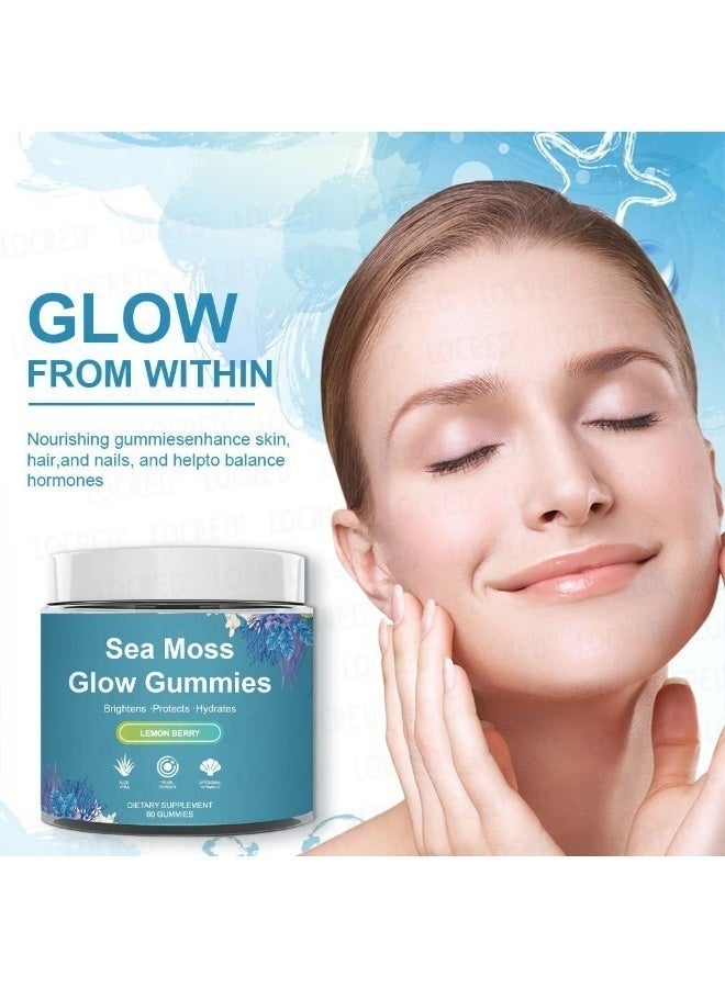Glow Organic Sea Moss Gummies，Rich in Essential Vitamins and Minerals, It Promotes Digestion, Nourishes The Skin, and Improves Energy and Vitality 60 Gummies - Image 4