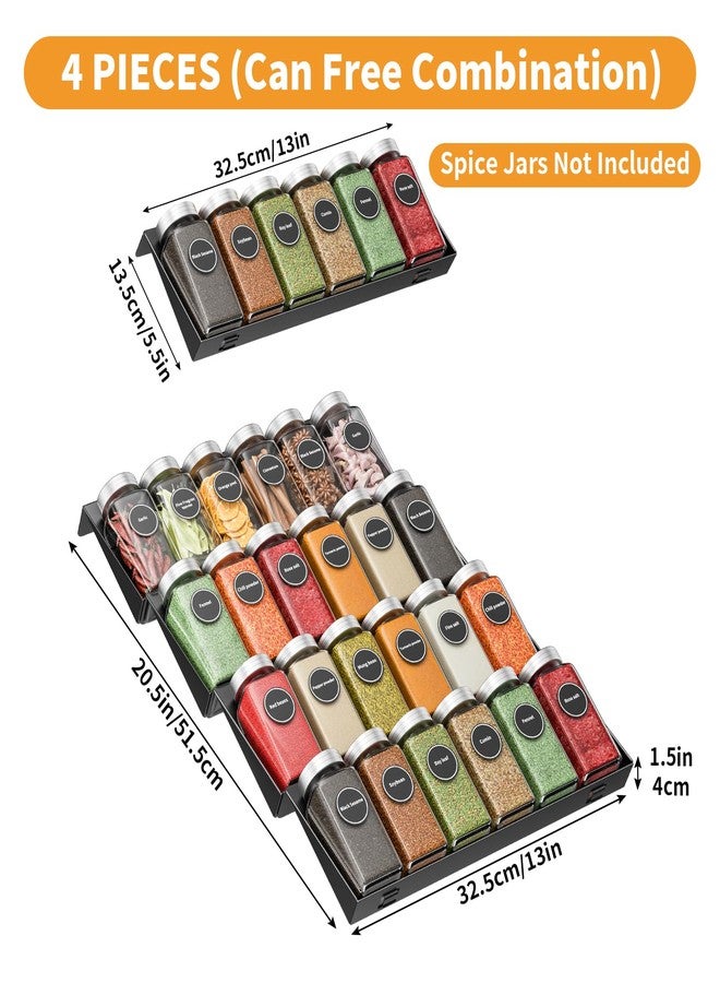 RCHYFEED 4 Tier Spice Drawer Organizer, (Need 3.5" Deep Drawer) 4 Pack Metal Non-Slip Spice Rack for Drawer Free Combination, Adjustable Spice Rack Drawer Insert, Spice Organization for Drawer - Image 4
