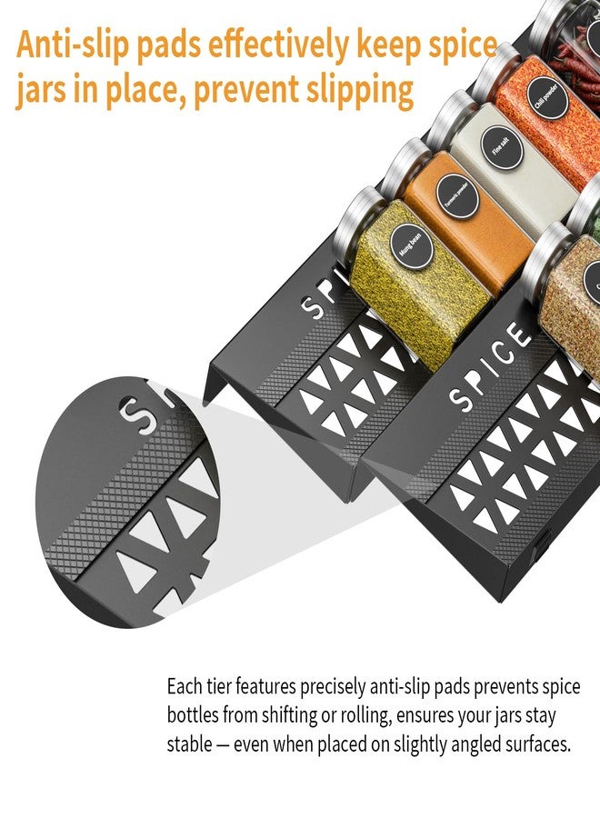 RCHYFEED 4 Tier Spice Drawer Organizer, (Need 3.5" Deep Drawer) 4 Pack Metal Non-Slip Spice Rack for Drawer Free Combination, Adjustable Spice Rack Drawer Insert, Spice Organization for Drawer - Image 3