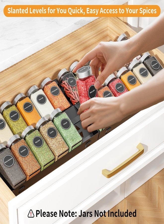 RCHYFEED 4 Tier Spice Drawer Organizer, (Need 3.5" Deep Drawer) 4 Pack Metal Non-Slip Spice Rack for Drawer Free Combination, Adjustable Spice Rack Drawer Insert, Spice Organization for Drawer - Image 2
