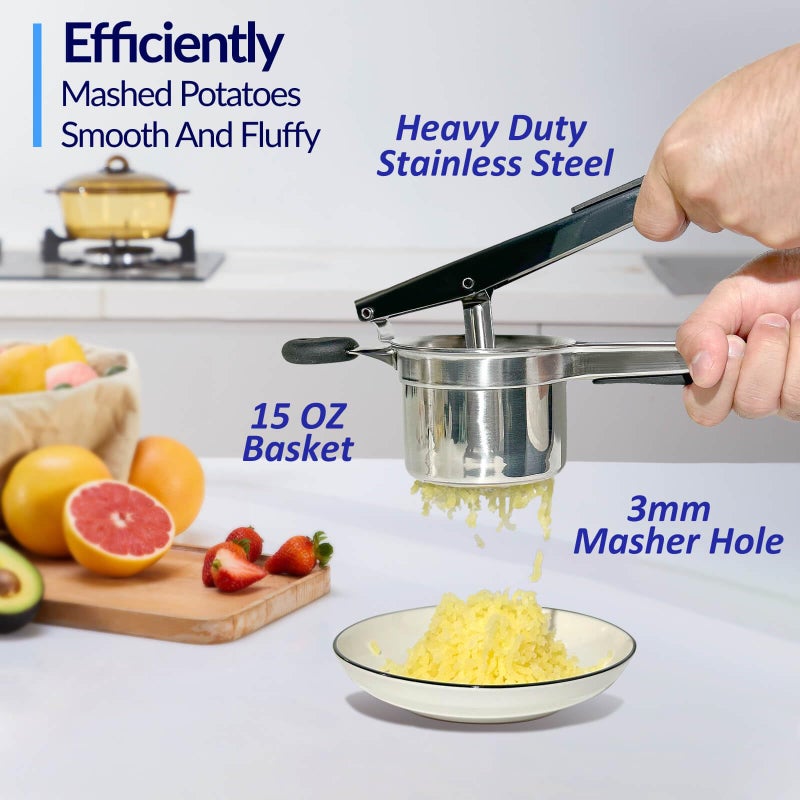 SPEENSUN Potato Ricer, Ricer For Mashed Potatoes, 15 OZ Heavy Duty Stainless Steel Potato Masher Make Fluffy Mashed Potatoes, Fixed Disc Spaetzle Maker Without Messy, With Silicone Handle - Image 2