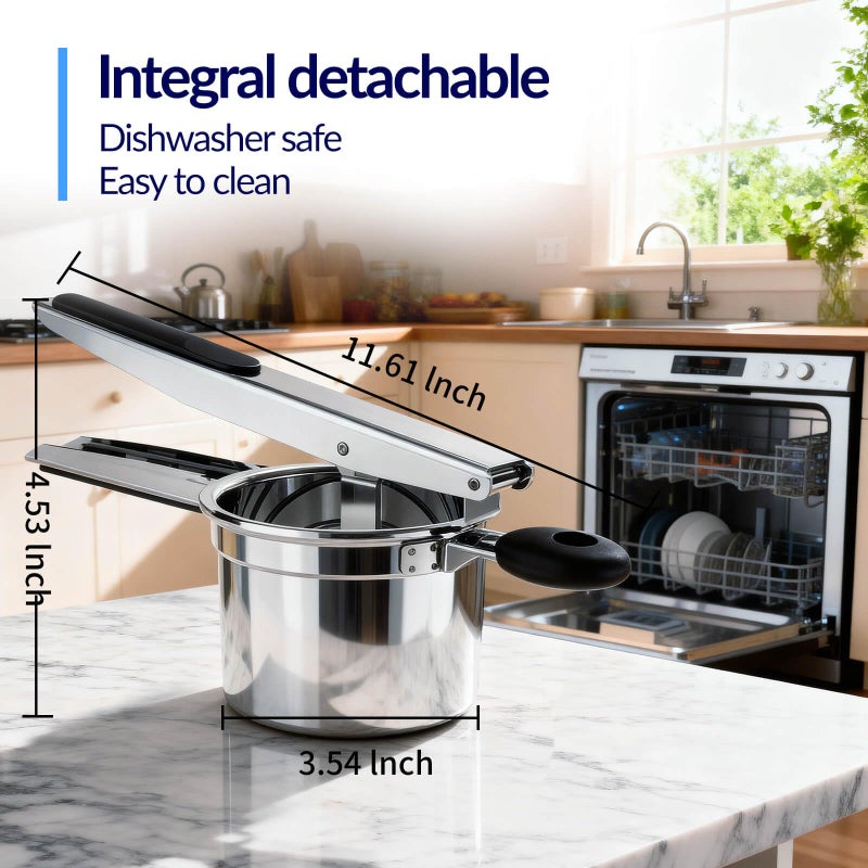 SPEENSUN Potato Ricer, Ricer For Mashed Potatoes, 15 OZ Heavy Duty Stainless Steel Potato Masher Make Fluffy Mashed Potatoes, Fixed Disc Spaetzle Maker Without Messy, With Silicone Handle - Image 5