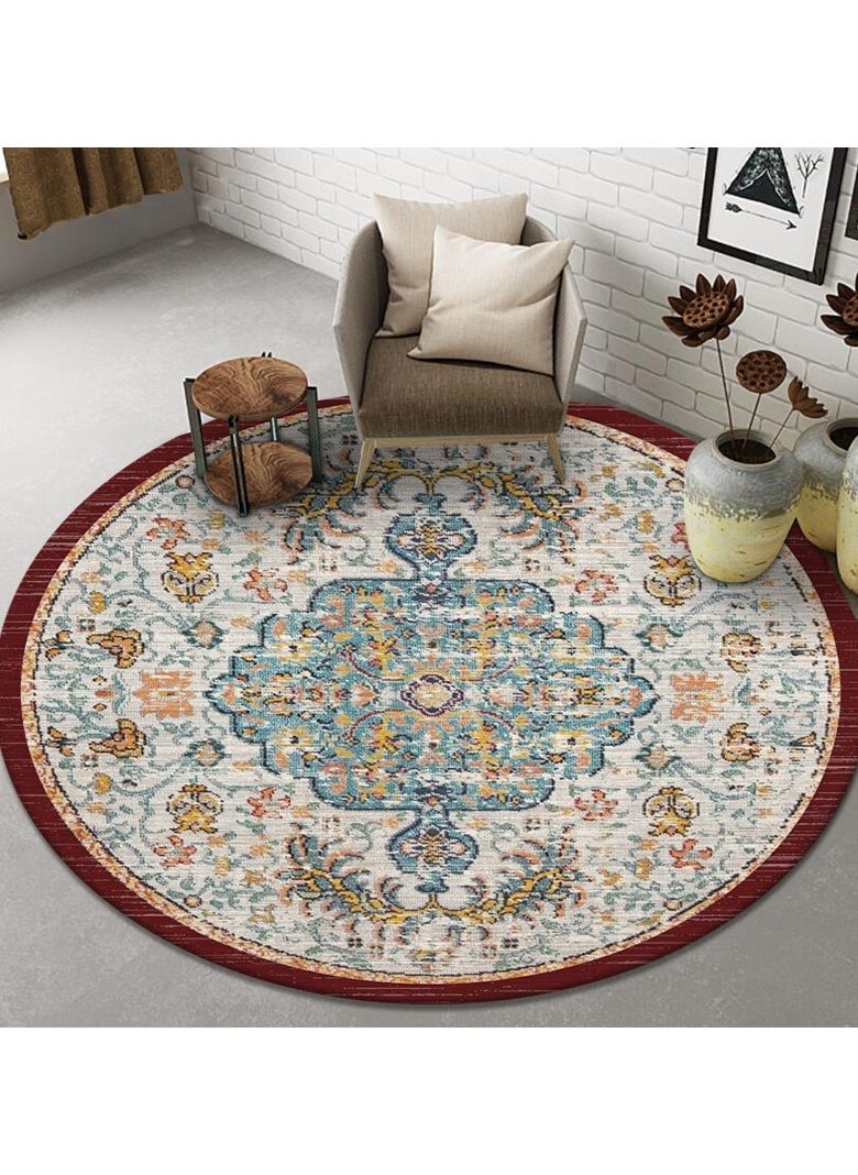 Loquat Choose Size Polyester Fiber Machine Washable Bohemian Style Circular Carpet  - Image 1