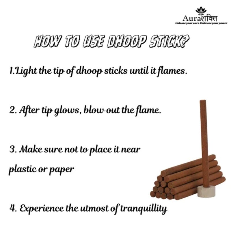 Aura Shakti Unleash your aura Embrace your power Aura Shakti Dhoop Stick Dhoop Sticks for Pooja 80 Dhoop Sticks 2 Stick Holder Inside Dhoop Batti LongLasting Aroma for Puja Charcoal Free Dhoop Sticks 200 gm 4 Inch Palo Santo  - Image 3