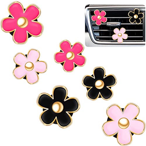 Frienda 6 Pcs Daisy Flower Air Vent Clip Accessories Air Conditioning Outlet Clip Car Air Freshener Dashboard Accessories Charm Car Inter Decor3 cm 33 cmRed Pink Black - Image 1