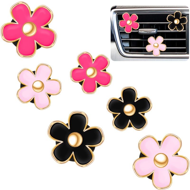 Frienda 6 Pcs Daisy Flower Air Vent Clip Accessories Air Conditioning Outlet Clip Car Air Freshener Dashboard Accessories Charm Car Inter Decor3 cm 33 cmRed Pink Black - Image 2
