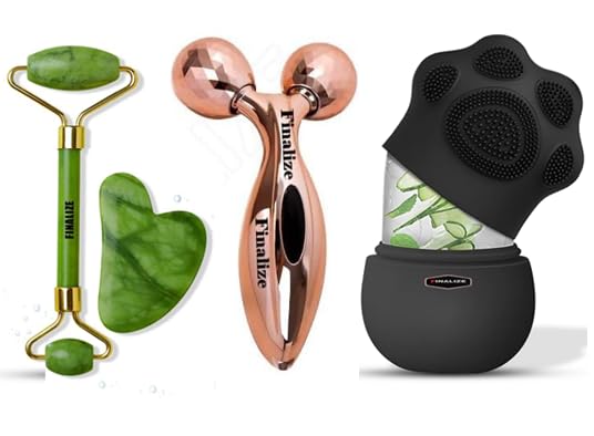 Finalize 3D Manual Solar Powered Face Body Roller Massager YShape Face Lift Tool Firming Beauty Massage Tool Gold 3D Stone New Black - Image 1