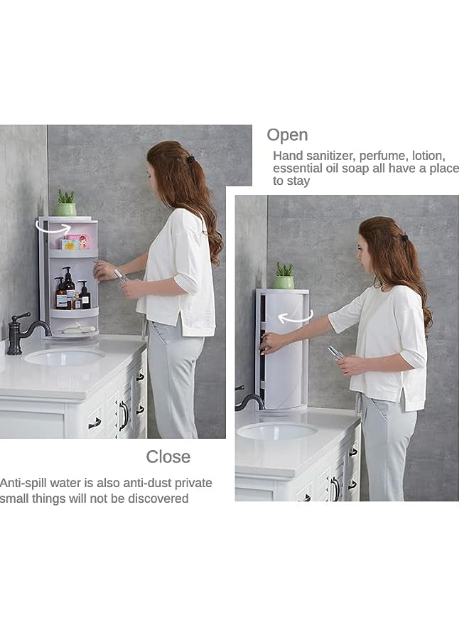 Raxoom Corner Storage 360-Degree Rotating Wall-Mounted Shelf Shampoo Cosmetics Kitchen Household Bathroom Storage Accessories - Image 4