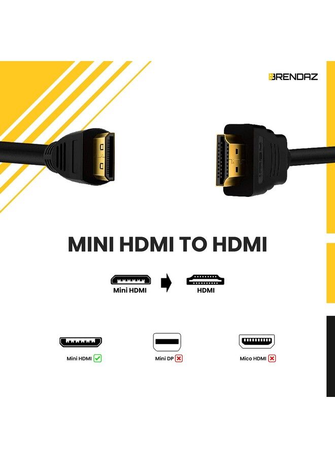 BRENDAZ كابل HDMI عالي السرعة Mini HDMI إلى HDMI مع موصل Mini HDMI (C) متوافق مع كاميرات Nikon D3300 D3200 D5300 D5600 D7000 D7100 D7200 D3 D300S D3X DSLR. (10 أقدام) - Image 5