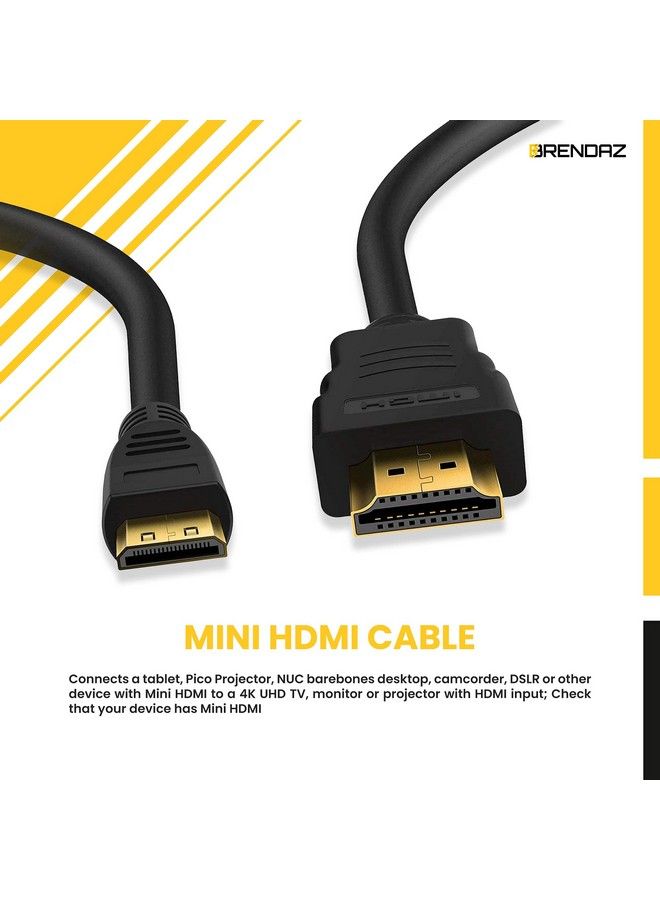 BRENDAZ كابل HDMI عالي السرعة Mini HDMI إلى HDMI مع موصل Mini HDMI (C) متوافق مع كاميرات Nikon D3300 D3200 D5300 D5600 D7000 D7100 D7200 D3 D300S D3X DSLR. (10 أقدام) - Image 4