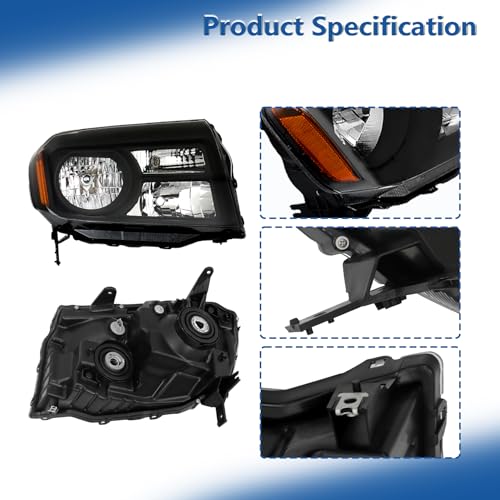 Silscvtt Driver and Passenger Side Replacement for Honda Pilot 2012-2015 Black Housing Headlights Assembly 33150SZAA11 33100SZAA11 - Image 4