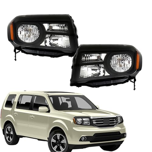 Silscvtt Driver and Passenger Side Replacement for Honda Pilot 2012-2015 Black Housing Headlights Assembly 33150SZAA11 33100SZAA11 - Image 1