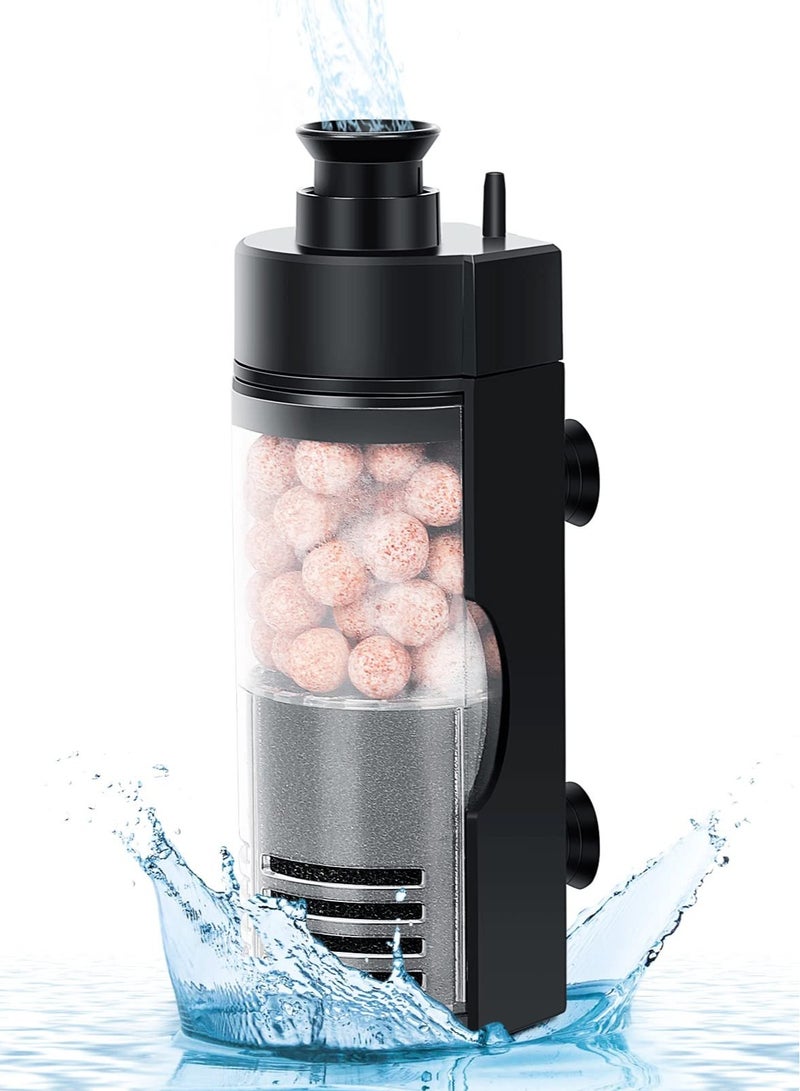 Excefore فلتر حوض السمك، فلتر حوض السمك الداخلي الصغير، فلتر حوض السمك للخزان الصغير، فلتر رغوي قابل للغمر مع كرات سيراميك مفلترة لتربية زريعة أسماك البيتا، حوض الروبيان 23-76 لتر - Image 1