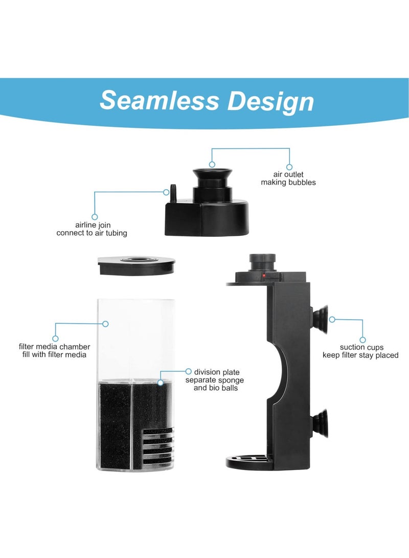 Excefore فلتر حوض السمك، فلتر حوض السمك الداخلي الصغير، فلتر حوض السمك للخزان الصغير، فلتر رغوي قابل للغمر مع كرات سيراميك مفلترة لتربية زريعة أسماك البيتا، حوض الروبيان 23-76 لتر - Image 5