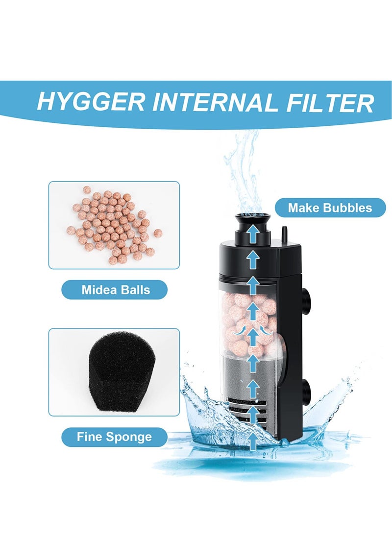 Excefore فلتر حوض السمك، فلتر حوض السمك الداخلي الصغير، فلتر حوض السمك للخزان الصغير، فلتر رغوي قابل للغمر مع كرات سيراميك مفلترة لتربية زريعة أسماك البيتا، حوض الروبيان 23-76 لتر - Image 4