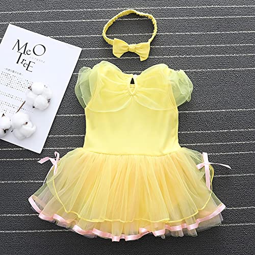 CinheyU Baby Girls Belle Princess Costumes Birthday Romper Tutu Dress w/Headband Halloween Xmas Party Outfits 70 - Image 4