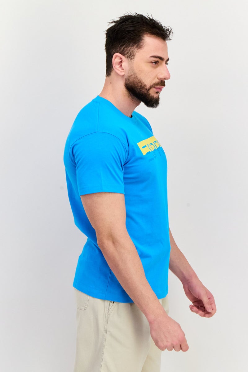 ESPRIT Men Crew Neck Short Sleeves Brand Logo T-Shirt, Blue - Image 2