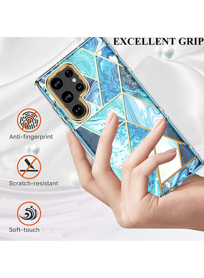 O Ozone Case for Samsung Galaxy S24 Ultra Case, Full-Body Smooth Gloss Finish Marble Shockproof Bumper Slim Phone Cases (Blue)  - Image 5