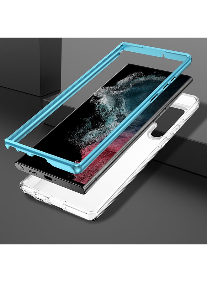 O Ozone Case for Samsung Galaxy S24 Ultra Case, Full-Body Smooth Gloss Finish Marble Shockproof Bumper Slim Phone Cases (Blue)  - Image 3