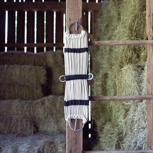 Weaver Equine Rayon 17 Strand Horse Cinch, Anti-Slip Saddle Cinch Girth with Flat Buckle, Western Horse Riding Supplies, ‎Tan/Black - Image 5