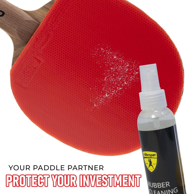 Killerspin Ping Pong Paddle Rubber Cleaner, Table Tennis Racket Cleaning Spray Kit, 125ml Spray Bottle with 2-Sided Sponge - Image 4