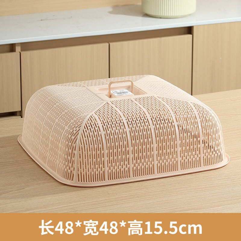 Rectangular Dustproof Table Cover for Kitchen and Dining - Plastic Food Cover with Anti-Fly Protection