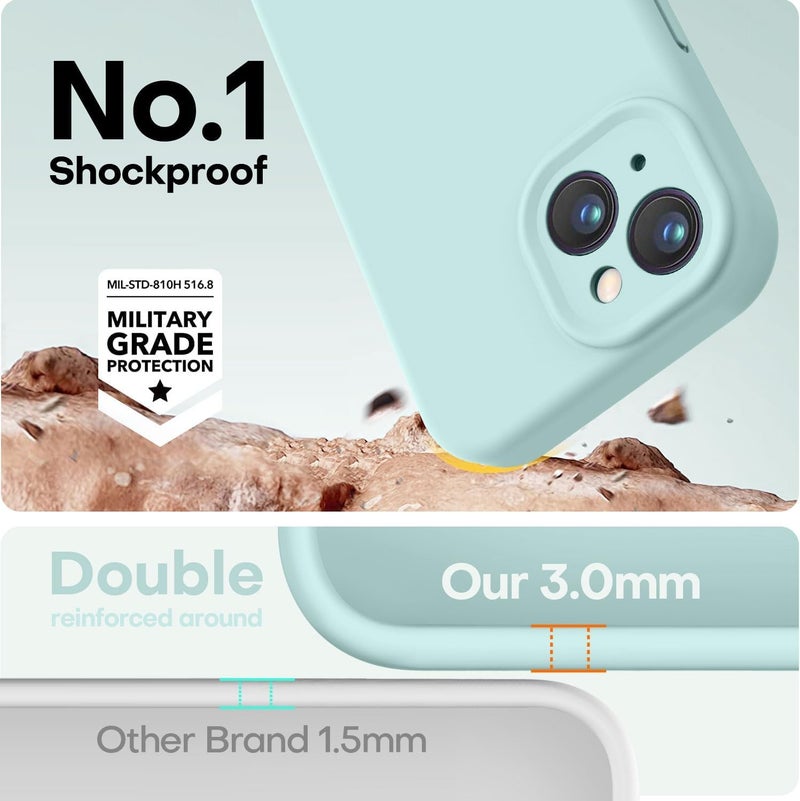 Mobistyle Designed for iPhone 15 Cover Soft Liquid Silicone Slim Protective Shockproof with Anti-Scratch Microfiber Lining Phone Back Cover Case (Aqua) - Image 3