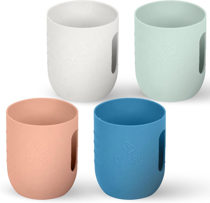 Mason Bottle 8oz Silicone Sleeves for Mason Jars 4Pack  RegularMouth Jar Covers for Grip and Protection Bottle Not Included  NonToxic Dishwasher Safe Made in USA - Image 1