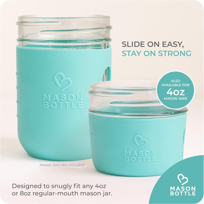 Mason Bottle 8oz Silicone Sleeves for Mason Jars 4Pack  RegularMouth Jar Covers for Grip and Protection Bottle Not Included  NonToxic Dishwasher Safe Made in USA - Image 5