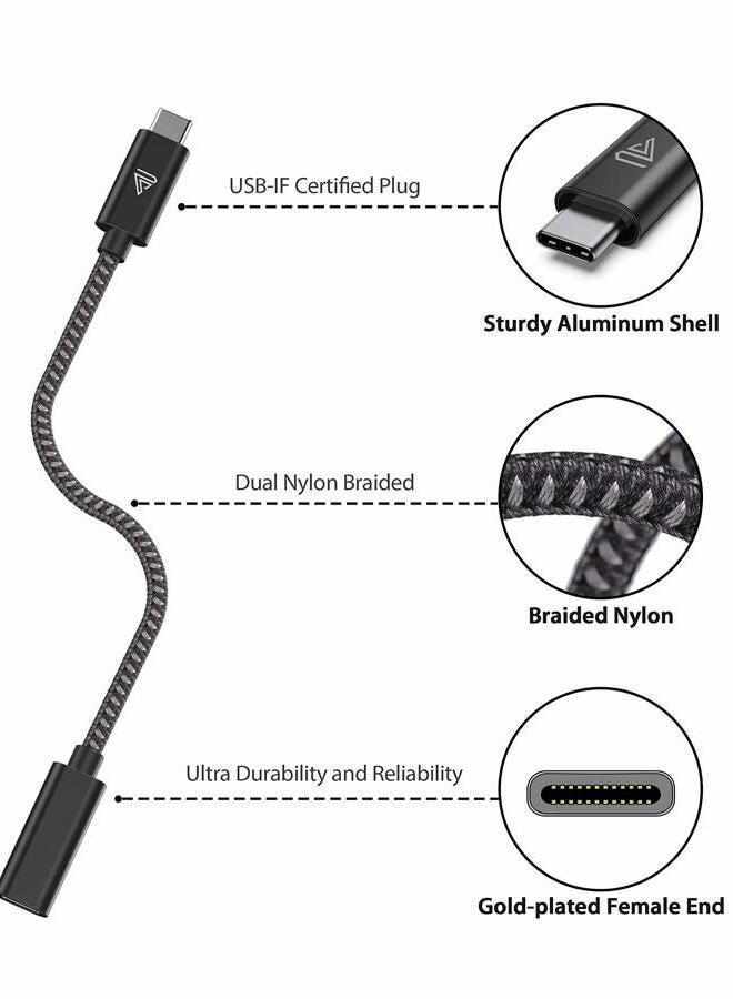 Faracent كابل تمديد USB نوع C (10 قدم/3 متر)، USB 3.1 (5 جيجابت في الثانية) ذكر نوع C إلى أنثى تمديد للشحن والمزامنة لجهاز iPhone 15، MacBook Air M2/ M1/ Pro، iPad Pro 2021، Dell XPS Surface Book - أسود - Image 2