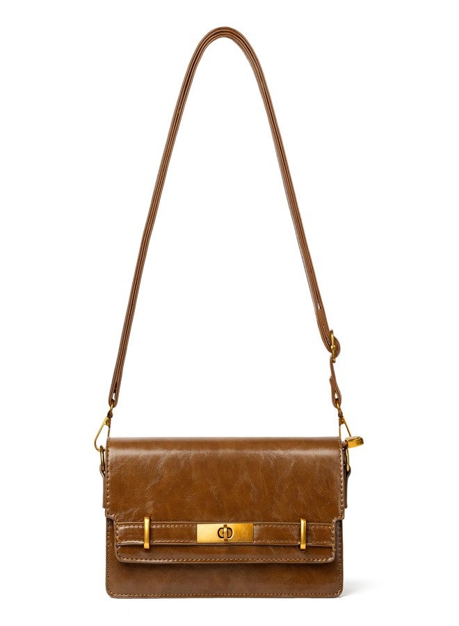 Joryin Shoulder Bag Flap Crossbody Bag for Women Small Purses Clutch Brown Handbag Underarm Bag Tote Bag - Image 1